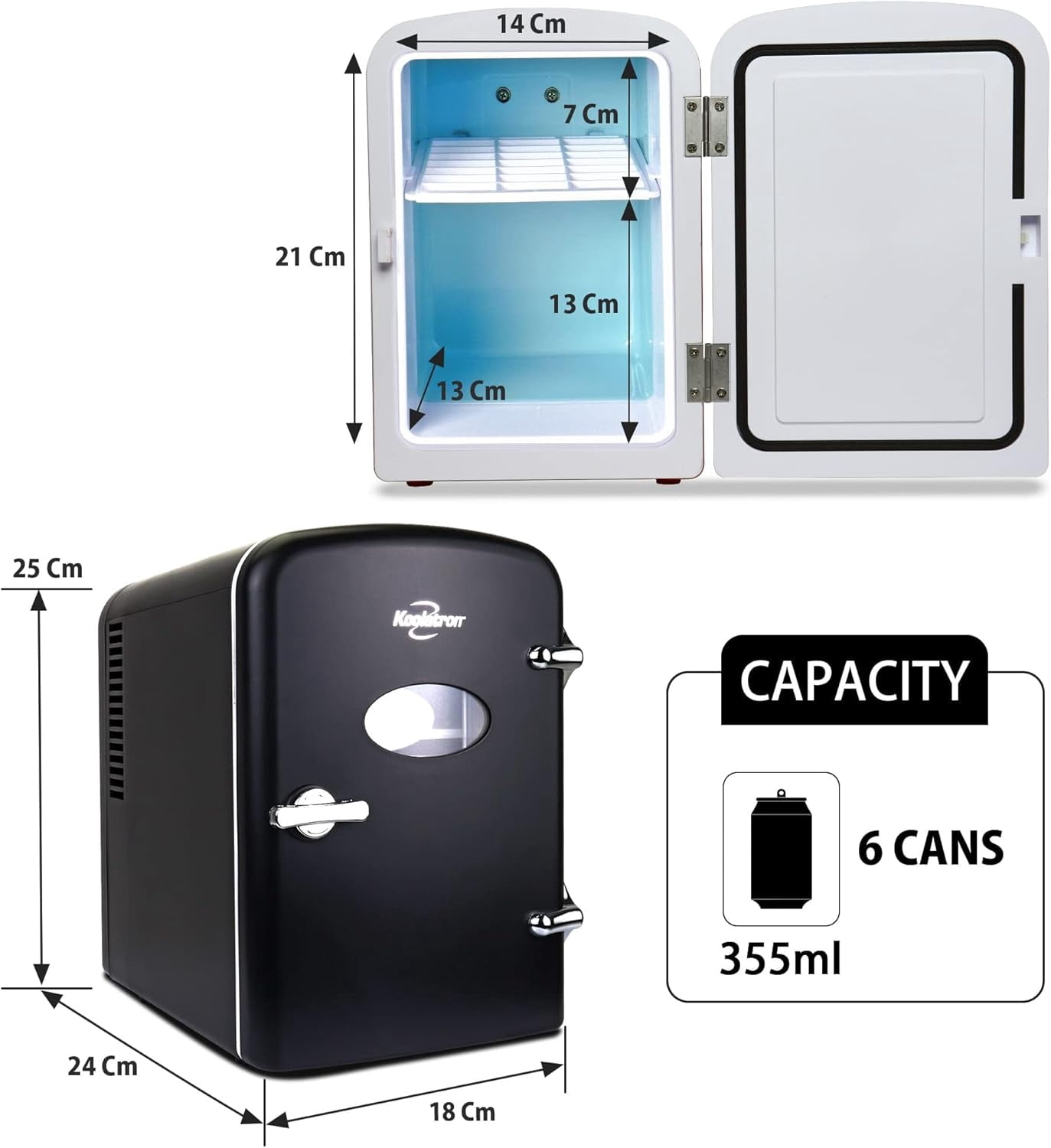 Fridge - Portable Table Top Beverage Cooler, 12V 110V Refrigerator for Drinks, Car, Dorm, Outdoor