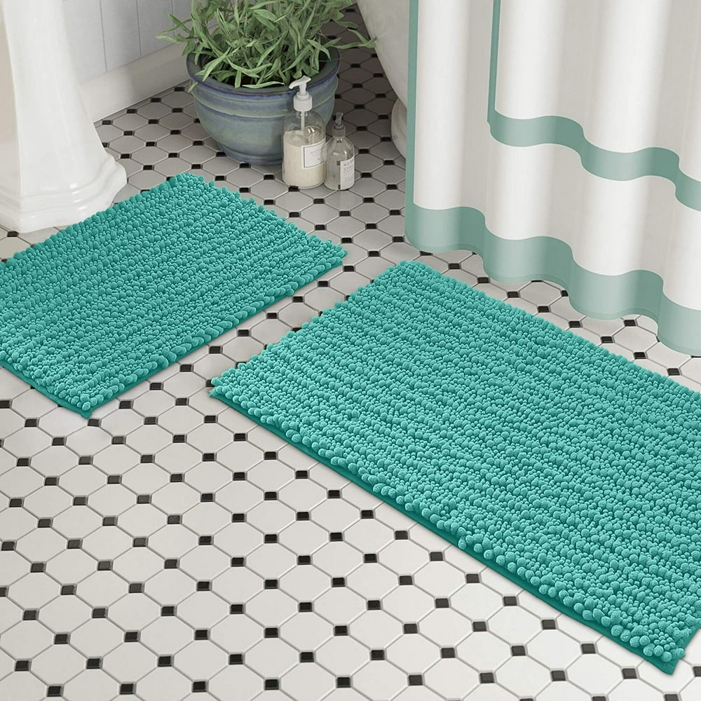 Zebrux Non Slip Thick Shaggy Chenille Bathroom Rugs, Bath Mats for