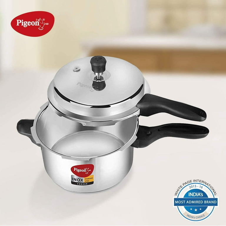 Pigeon Pressure Cooker-10 Quart Deluxe Aluminum Outer Lid Stovetop &  Induction, 10liters. Cook Delicious Food in Less Time and More 