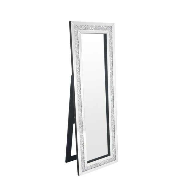 Silver Diamond Frame Standing Floor, Ornamental Full Length Mirror