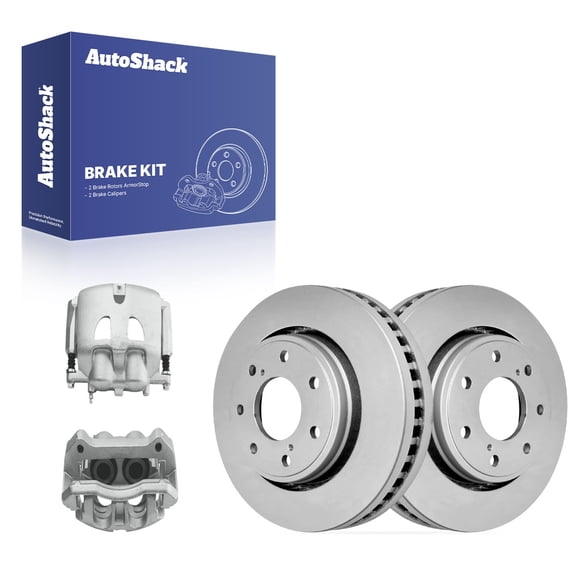 AutoShack Front Vented Coated Brake Rotors   Calipers 4-PC Brake Kit Replacement for 2010-2011 Ford F-150 ArmorStop 13.81" (350.8 mm)