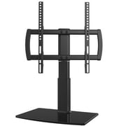 Universal Swivel TV Stand/Base Table Top TV Stand 27 to 55 inch TVs 80 Degree Swivel, 4 Level Height Adjustable, Heavy Duty Tempered Glass Base, Holds up to 99lbs Screens, HT04B-001