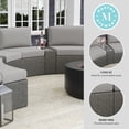 thumbnail image 4 of Martha Stewart Set of 2 Indoor-Outdoor Modular Patio Curved Sectional Sofa Seats and Side Table in Gray Rattan Wicker with Gray All-Weather Cushions, 4 of 13