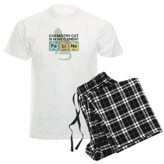 CafePress - Chemistry Cat Men's Light Pajamas - Men's Light Loose Fit Cotton Pajama Set