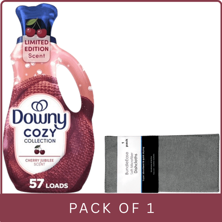 Downy Cozy Collection Liquid Fabric Softener, Cherry Jubilee Scent, 38 fl oz, 57 Loads with Microfiber Solid Color Towel by BundleEase