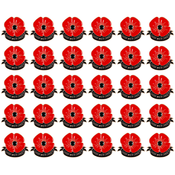 Broches Flores Con Clip Metal Solapa Roja para El Día Del Recuerdo (C)