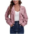 thumbnail image 2 of Idoravan Cardigans for Women Spring Ladies Fashion Solid Color Corduroy Jacket Drop Shoulder Long Sleeve Short Coat, 2 of 6