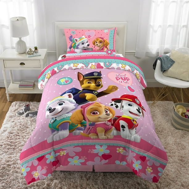 Paw Patrol Bed In A Bag Kids Bedding Bundle Set 4 Piece Twin Pink Walmart Com Walmart Com