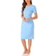 thumbnail image 4 of Vestido de mujer de manga corta Inspire Chic, vestido ajustado de tweed para el trabajo, vestido lápiz L azul cielo, 4 of 5