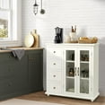 thumbnail image 3 of Giantex Sideboard Buffet Cabinet w/4 Drawers & Dual-Open Glass Doors, Kitchen Buffet Storage Cabinet, White, 3 of 9