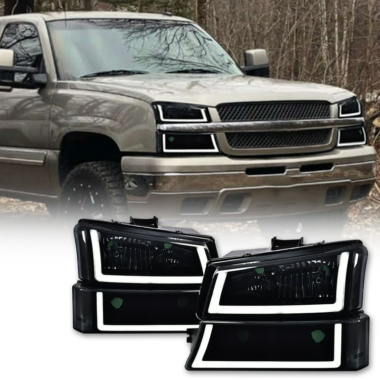 PIT66 LED Headlight fit for03 06 Chevy Silverado 1500 2500 3500 HD Model 03 06 Avalanche 1500 2500 Fit No Cladding only 2007 Silverado 1500 2500