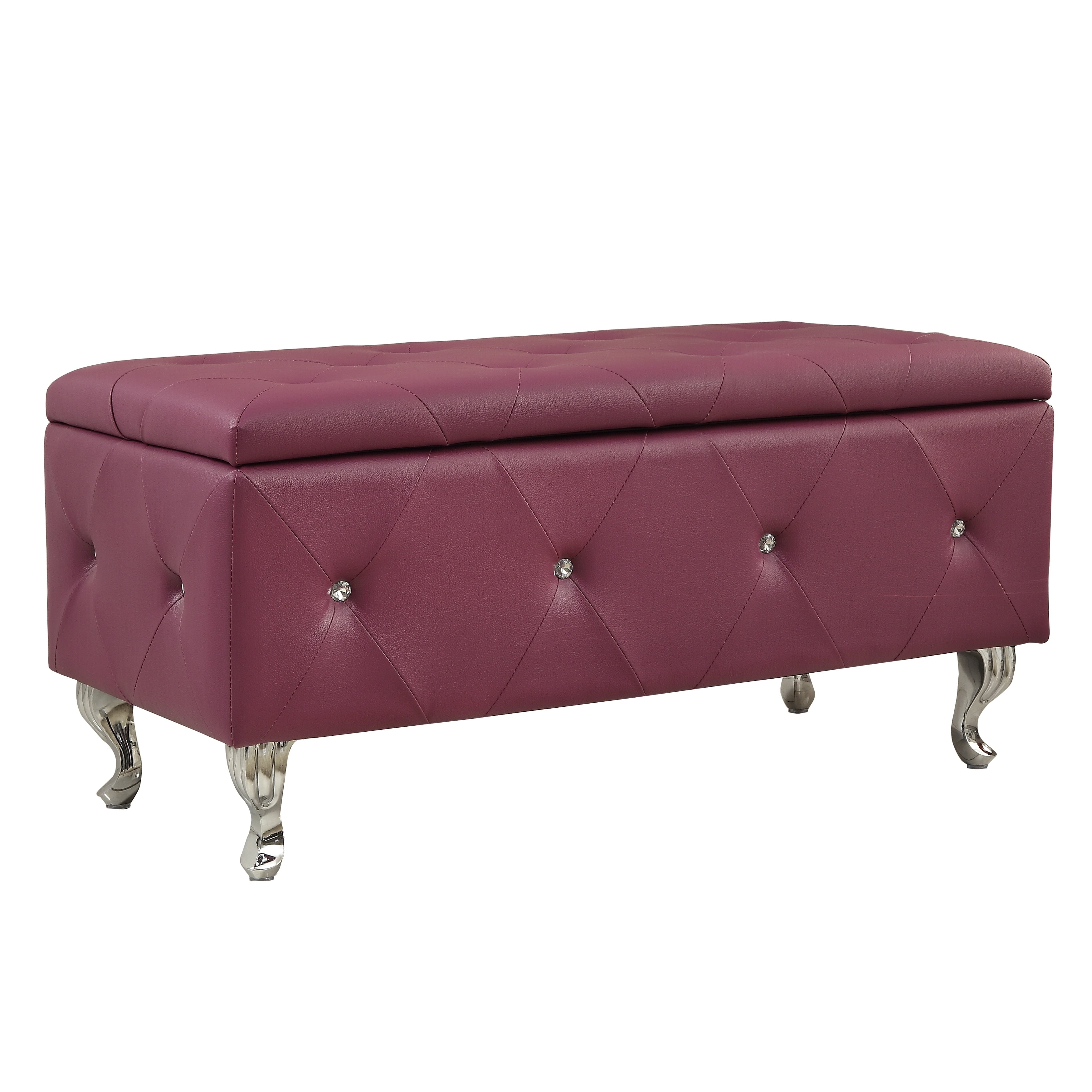 AC Pacific Leather or Fabric Upholstered Tufted Storage Bench
