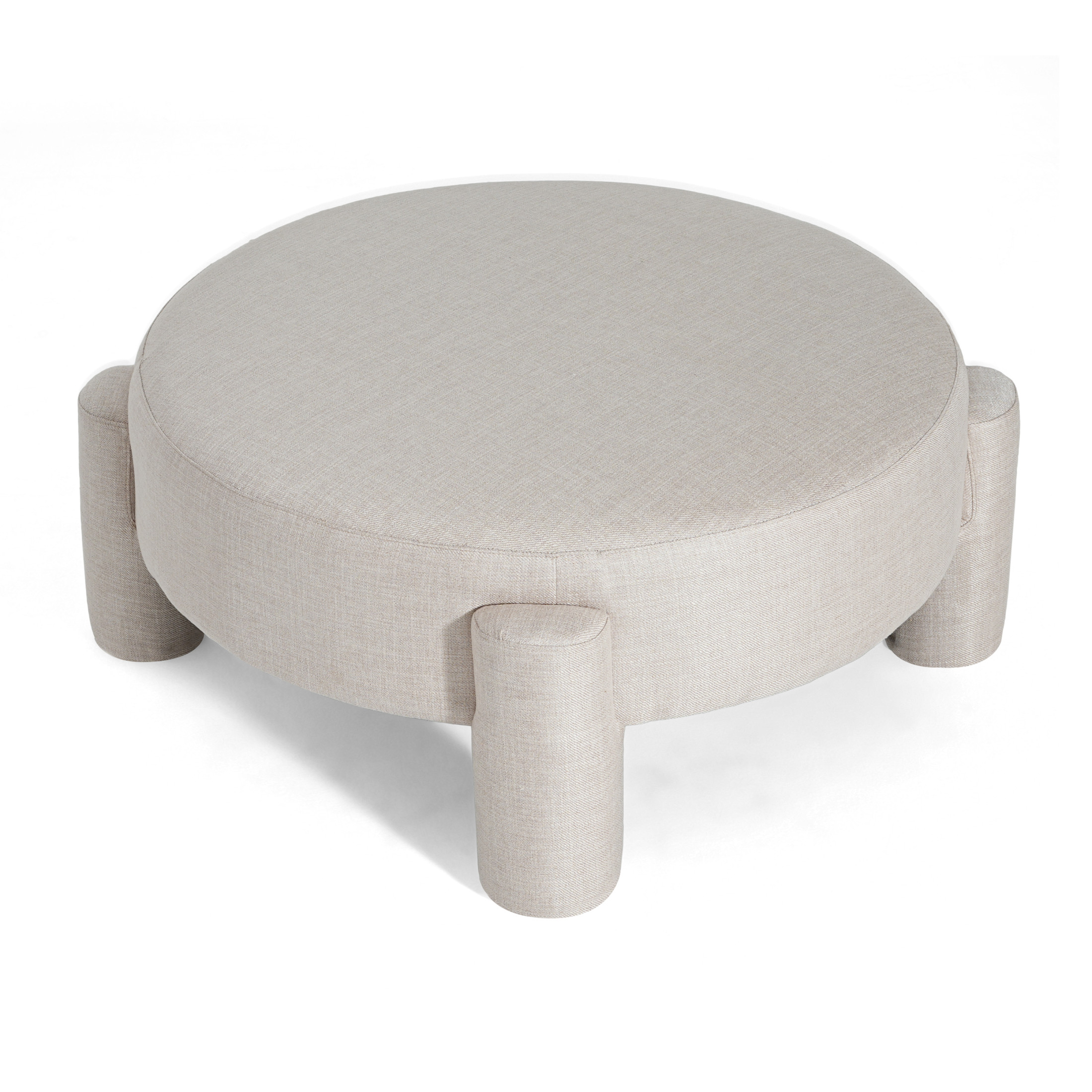 Christopher Knight Home 40" Round Large Accent Ottoman, Fully Upholstered Fabric with Tube Legs, Beige