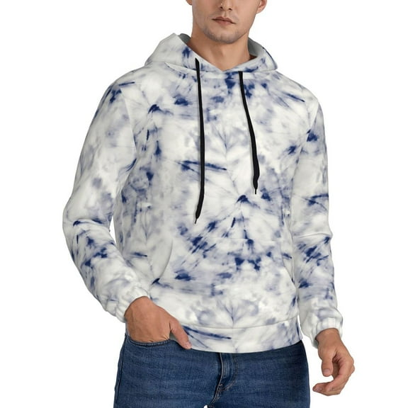 Hoodies for Men - Indigo Tie Dye Long Sleeve Comfrt Men'S Fashion Hoodies & Sweatshirts, Sweatshirts for Men Hoodies Pullover Clothing Clothes with Pouch