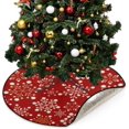 thumbnail image 5 of Red Christmas Christmas Tree Mats Waterproof Tree Skirt, Snowflakes Texture Xmas Tree Stand Tray Mat Floor Protector Pad for Holiday Party Decoration, 28.3", 5 of 6