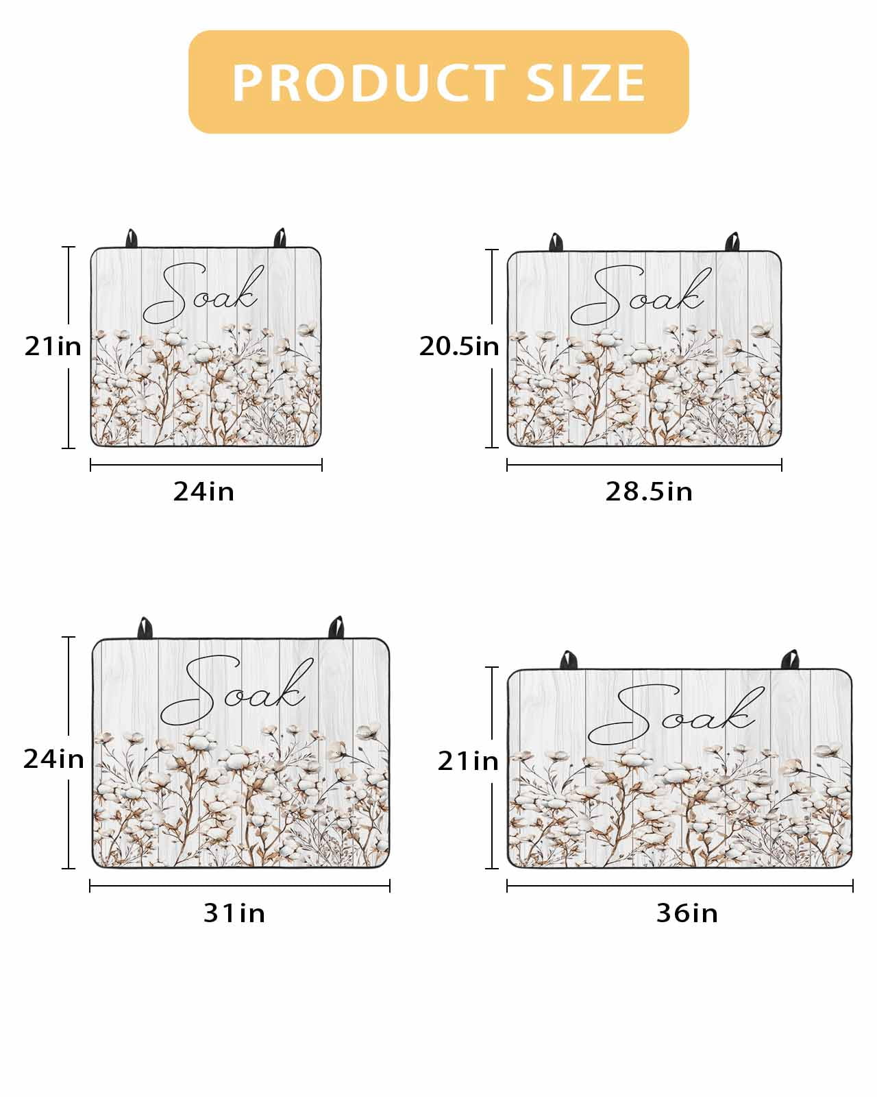 nqOlkjepod Large Induction Cooktop Protector Mat 36"x21", White Spring Floral Stove Top Covers for Electric Stove, Vintage Watercolor Flowers Wooden Stove Burner Cover Mats, Glass Top Stove Cover