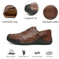 thumbnail image 2 of Mens Casual Business Shoes Lightweight Comfortable Loafers Leather Oxfords Non-slip Walking Driving Brown 6.5 US, 2 of 7
