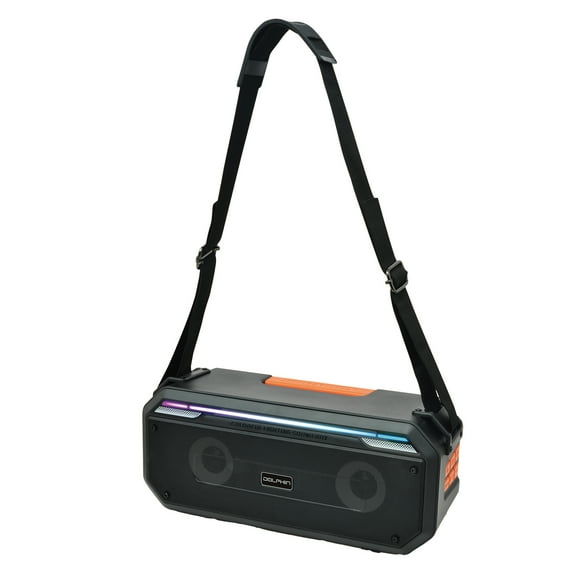 Dolphin Audio Bluetooth Boom Box with Light Show and Shoulder Strap, Black, SPB-20X