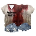 thumbnail image 2 of AWZXDE T-Shirts Élégants pour Femmes - T-Shirt à Manches Courtes Imprimé Col Rond pour Usage Quotidien Sorties Décontractées et Superposition, 2 of 4