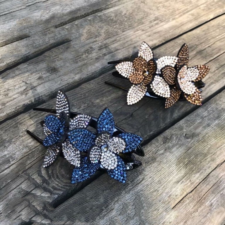 Cheers.US Floral Shaped Rhinestone Hair Clips 5Pcs, Thick  display picture 2