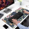 thumbnail image 2 of Blue Bottom Flowers Desk Mouse Pad Pad Mouse Waterproof Non Slip for Office Home Work Gaming Desktop Tables Gaming Rubber Base Mousepad with Stitched Edges 35.4x15.7inches, 2 of 7