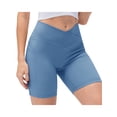 thumbnail image 3 of Seyurigaoka Women Plus Size Yoga Short Pants, Plain Ribbed Hip Lifting Bottoms, High Waist Sports Pants, Summer Workout Shorts, 3 of 6