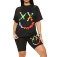 thumbnail image 1 of Innerwin Sweatsuits Short Sleeve Ladies Two Piece Outfit Fitness Crew Neck Loose Fit Jogger Set Style-B S, 1 of 4