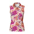 thumbnail image 4 of Yuyamidu Pink Flowers Sleeveless Shirts V Neck Active Tennis Yoga Shirt 3 Buttons Athletic Shirts Collared Shirts for Women Size XS, 4 of 7