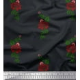thumbnail image 1 of Soimoi Polyester Crepe Fabric Leaves & Floral Block Print Fabric by The Yard 52 Inch Wide, 1 of 3