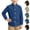 Blue, variant on Chiccall Kids Stand Collar Button Up Shirt Solid Color Loose Lightweight Breathable Cotton Everyday Vacation Party Basic Shirts for Boys and Girls