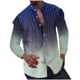 thumbnail image 2 of Hawaiian Shirts for Men Long Sleeve Button-Down Stand Collared T-Shirts Mens Casual Lightweight Gradient Stripe Printed Beach Tees Tops, 2 of 8