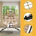 thumbnail image 3 of Dextrus Outdoor Double Hanging Egg Swing Chair: Cozy Seating for Two, Wicker Rattan Love Seat with Cushions, 500lbs Weight Capacity, Perfect for Patio, Balcony, Poolside, Round Khaki, 3 of 5