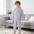 thumbnail image 5 of Boys Fleece Hooded Onesie Pajamas Kids Long Sleeve Zip-Front One Piece Fuzzy Sleepwear Jumpsuit with Pockets Winter Warm Loungwear, 5 of 6