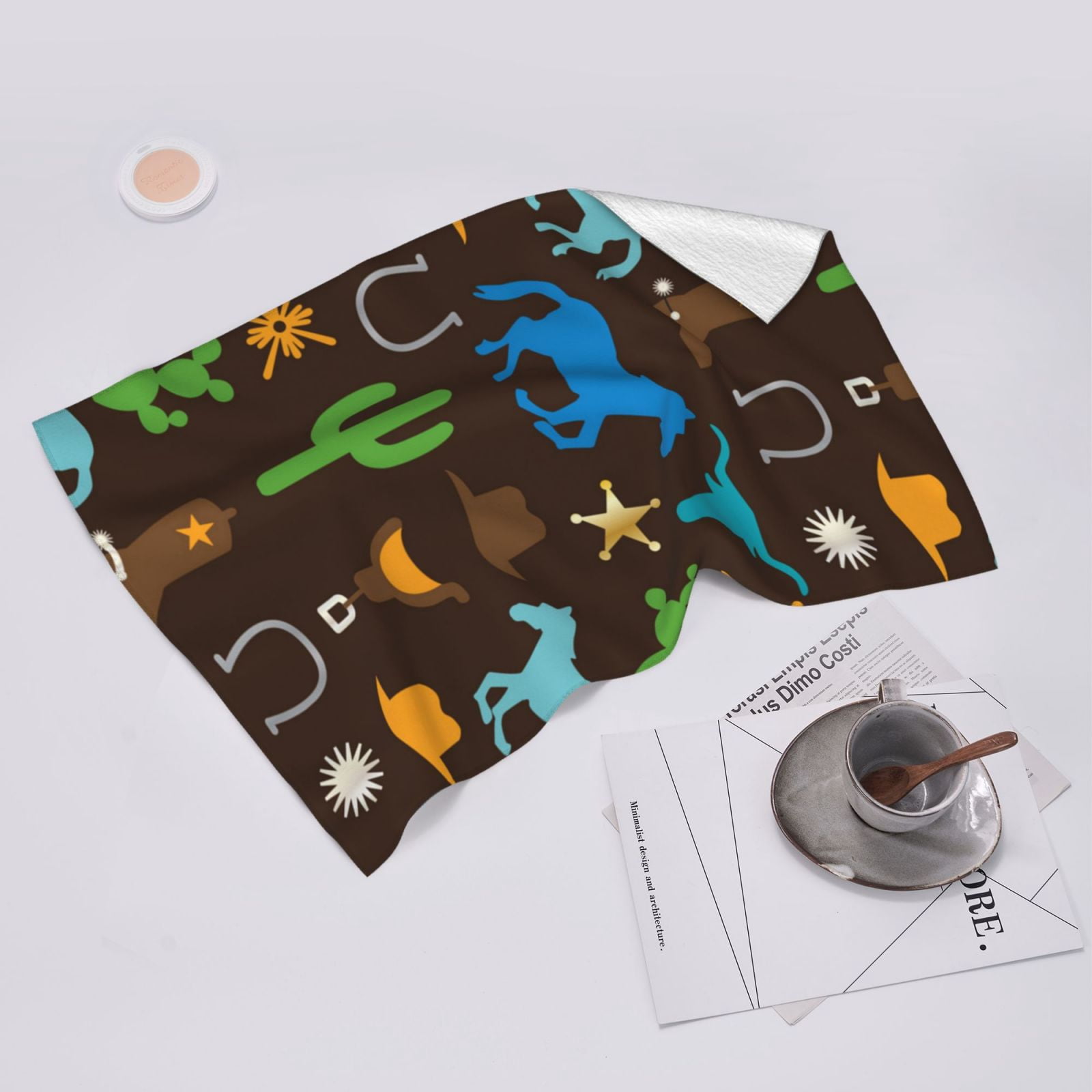 Cowboy Western West Horse Cactus 27.5" x 16" Ultra Soft Hand Towel, Face Wash Cloth for Bathroom, Gym, Travel, Pool