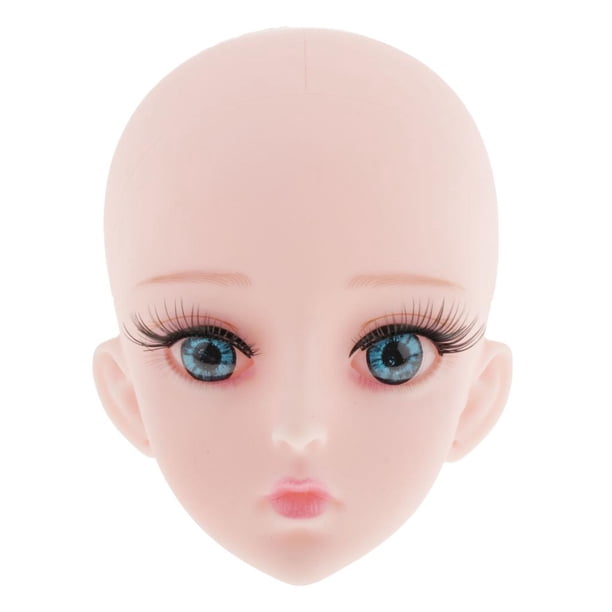 Cabeza de muñeca femenina, pestañas reales 4D para muñeca BJD OB 1/3, accesorios s, ojos azules Zulema Cabeza de muñeca de 60 cm