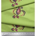 thumbnail image 1 of Soimoi Green Cotton Voile Fabric Paisley Ethnic Printed Fabric 1 Yard 56 Inch Wide, 1 of 3