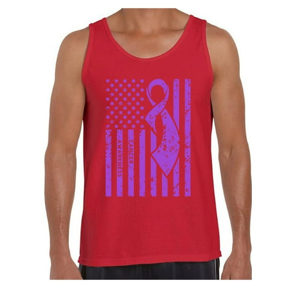 Awkward Styles Men's Cancer Awareness Graphic Tank Tops Purple Ribbon