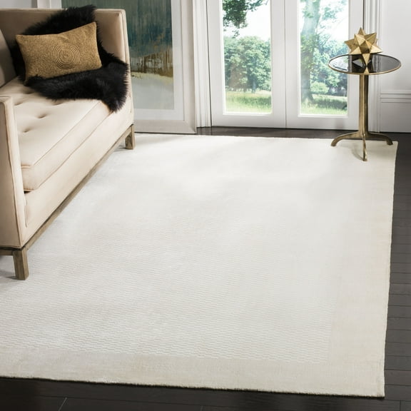SAFAVIEH Mirage Jerrald Solid Bordered Area Rug, Pearl, 9' x 12'