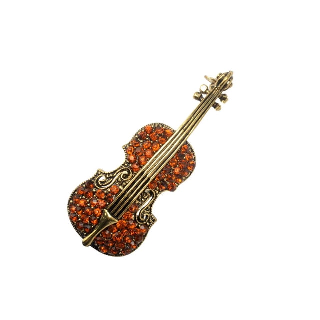 Mujeres Marrón Vintage Violín Cristal Otoño Accesorios De Ropa Broche Pin Sunnimix Broche
