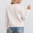 thumbnail image 4 of Lenpel Women's Cropped Cardigan Sweaters Long Sleeve V Neck Button down Cable Knit Cardigans Soft Casual Sweater Coats(White,X-Large), 4 of 4