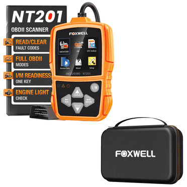 FOXWELL NT201 OBD2 Scanner Code Reader, Check Engine Light Diagnostic Tool with Protective Carring Case Storage Bag