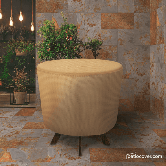 Patio Extra Small Waterproof Table Cover - Outdoor Round Side Table Covers - Patio Washable Table Cover - Heavy Duty Furniture 26 Inch Beige