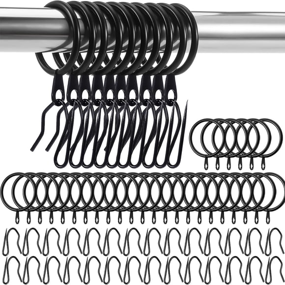 Juego de anillas y ganchos para cortinas DHYLRICHER, metal, 30 mm, 30 unidades