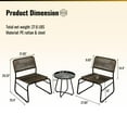3Piece Patio Chairs Set, Steel Frame Wicker Patio Conversation