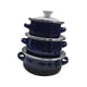 thumbnail image 2 of Juego de 3 ollas esmaltadas para cocinar, multifuncionales, con doble asa. azul oscuro, 2 of 9