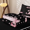 thumbnail image 5 of Manfei Pink Princess Bow Knot Zipper Full Size Comforter Sets with Fitted Sheet and 2 Pillowcases,Cute Polka Dot Letter R Zipper Bedding Set,Black Reversible,4-Piece, 5 of 7