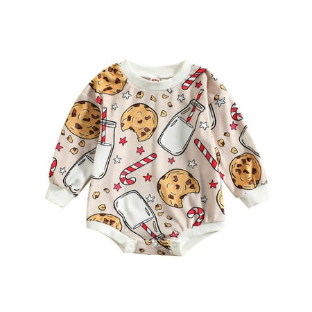 

WIQUOKETT Baby Boys Girls Floral Spring Fall Cookie Long Sleeve Romper Bodysuit Clothes