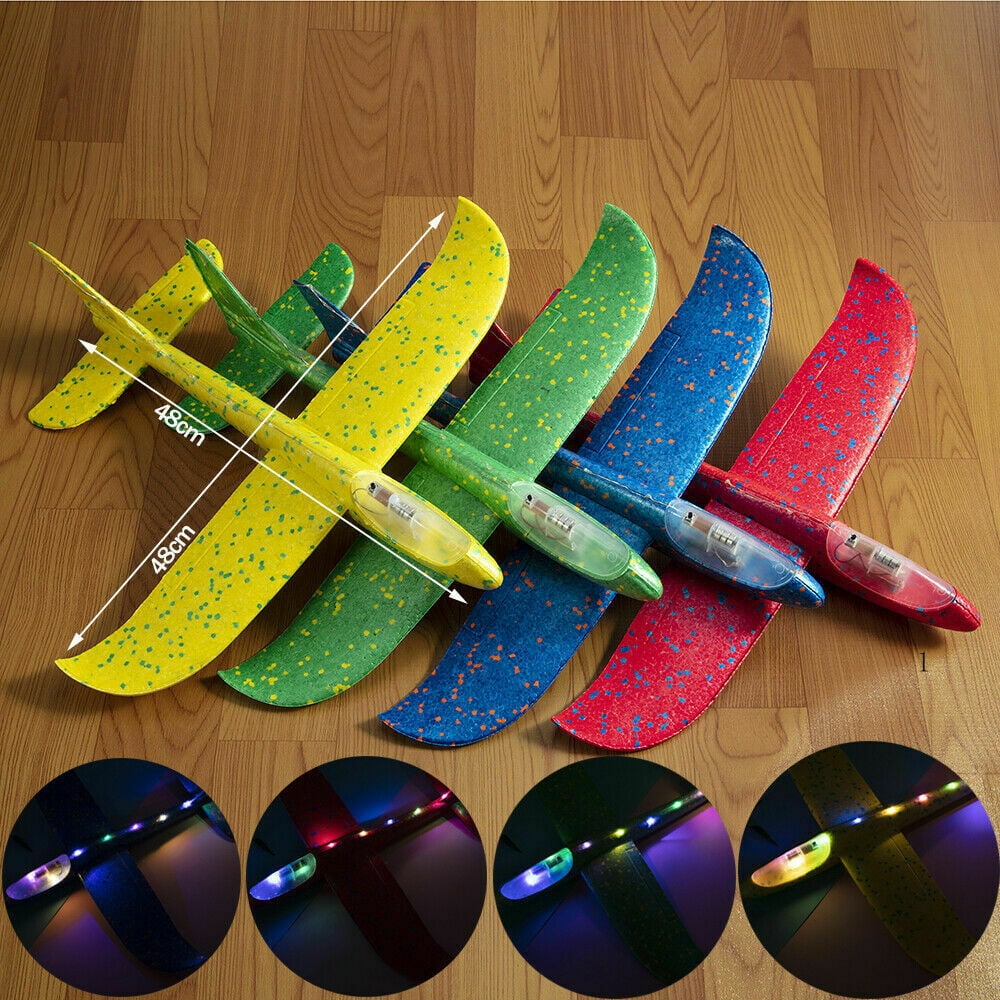 Flying Airplane Toys with Launcher,LED Light Foam Glider Planes,Kids