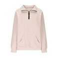 thumbnail image 4 of Women's Solid Color Lapel Zipper Sweatshirt, Lightweight Breathable No Hood Pullover Top with Casual Comfort Fit for Four Season Daily Wear, Travel, Home, Vacation and Street Fashion Beige L, 4 of 6