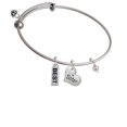 thumbnail image 1 of Mini Light Purple Birthday Crystal Heart Sister Heart Expandable Bangle Bracelet, 1 of 1